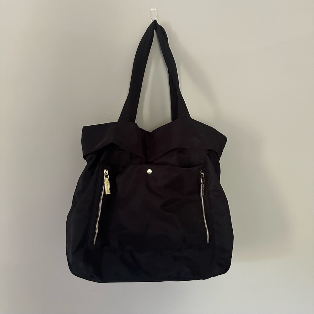Steve Madden Oversized Black Nylon Commuter Tote
